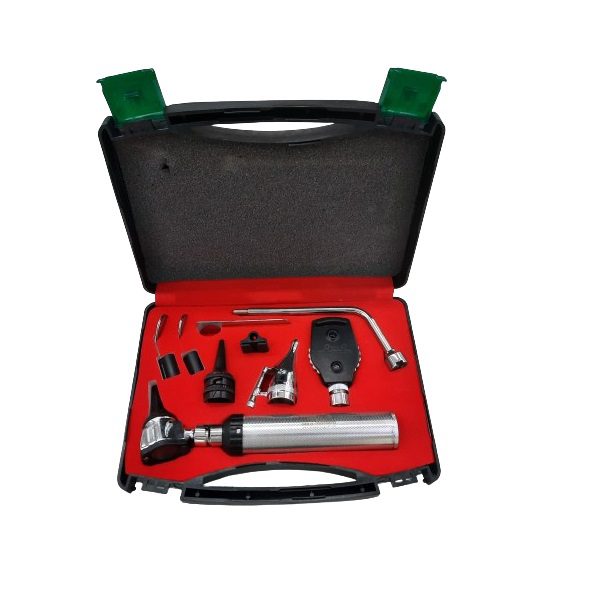 Equipo de diagnóstico AWAN con otoscopio y oftalmoscopio en estuche rígido.